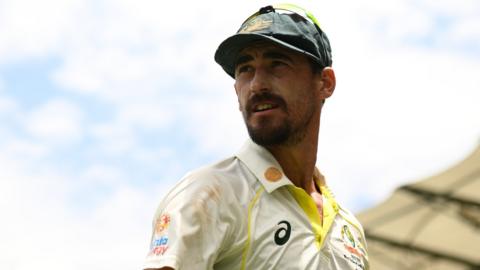 Mitchell Starc during a Test match against South Africa