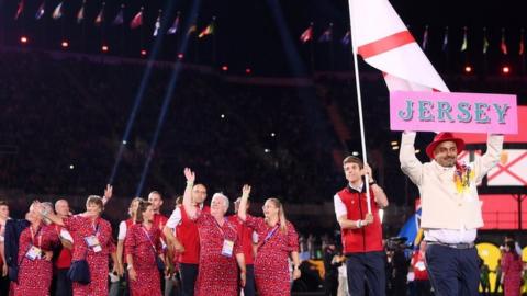 Jersey team at the opening ceremony of the 2022 Commonwealth Games in Birmingham