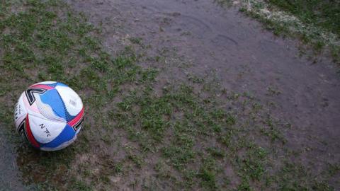 Flooded football pitch
