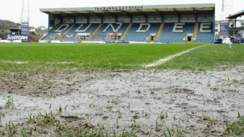 Dens Park's waterlogged pitch