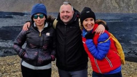 Image shows Latifa with her cousin Marcus Essabri and friend Sioned Taylor