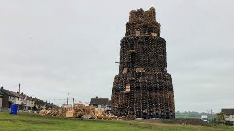 A bonfire in 2022 in the Antiville estate in Larne, County Antrim