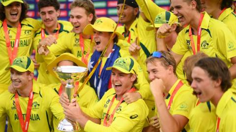 Australia's Under-19 players celebrate their World Cup win