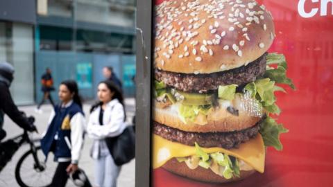 Fast food advertising on bus shelter
