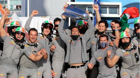 Luna Rossa celebrate with the Prada Cup