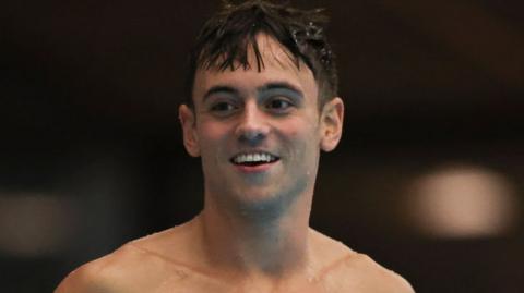 Tom Daley competing at the British National Diving Cup.