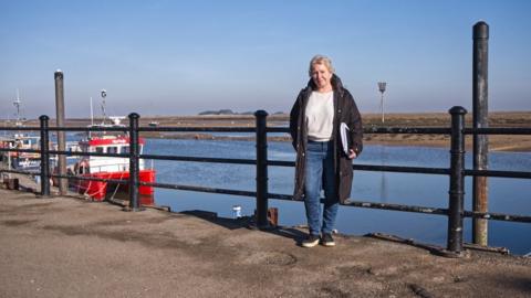 Lynne Burdon by the harbour in Wells