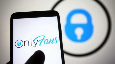 OnlyFans logo on a mobile phone
