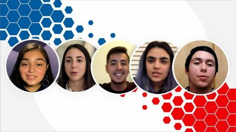 Composite image of five young Latino voters
