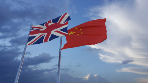 Flags of the UK and China