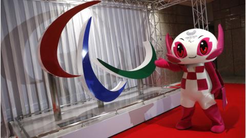 The Paralympic mascot Someity and the Agitos symbol