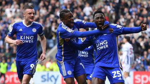 Wilfred Ndidi celebrates giving Leicester the lead against West Brom