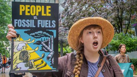 Protestor against fossil fuels