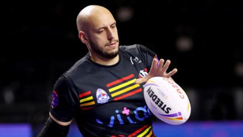 Jeremy Bourson of France trains ahead of the Wheelchair Rugby League World Cup final against England in 2022