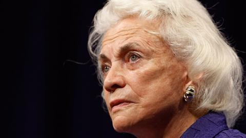 Justice Sandra Day O'Connor pictured in 2009 - headshot looking away from the camera