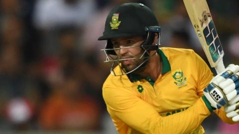 Donovan Ferreira at the crease for South Africa in T20 cricket