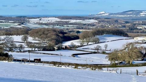 Looking towards the coast from Denbigh, Denbighshire