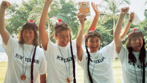 From L to R: Maureen Jacobson sharing a laugh with team-mates Monique Van de Elzen, Amanda Crawford and Donna Baker