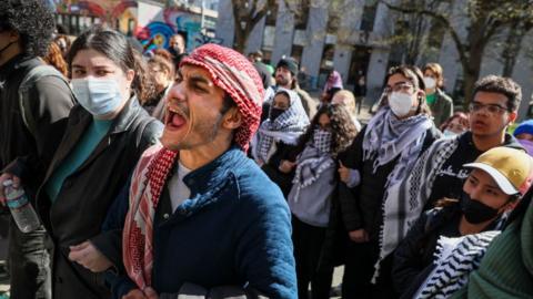 Protestors at Northeastern University