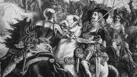The Battle of Naseby showing Charles I on horseback