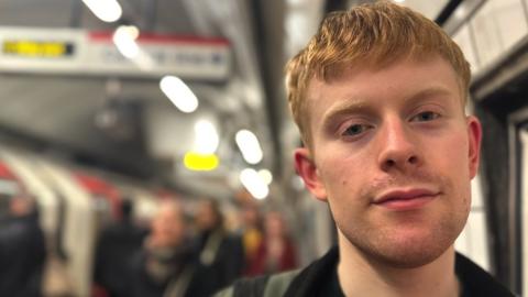 Jake Hart, 20, in the ticket hall of Victoria Station
