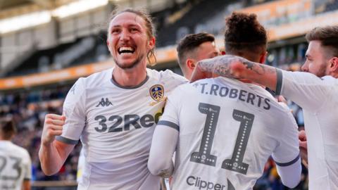 Leeds United players celebrate