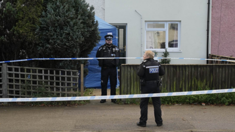 Police cordon outside a property on Exning Road