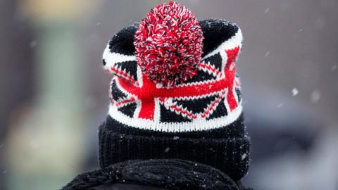 Union jack hat in the snow