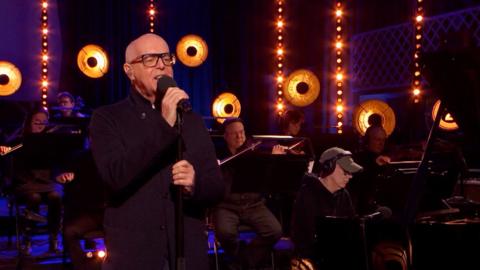 Pet Shop Boys performing with the BBC Concert Orchestra