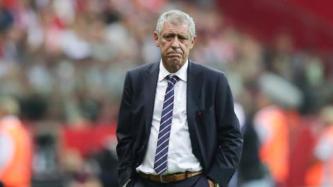 Fernando Santos seen with his hands in his pockets while managing Poland