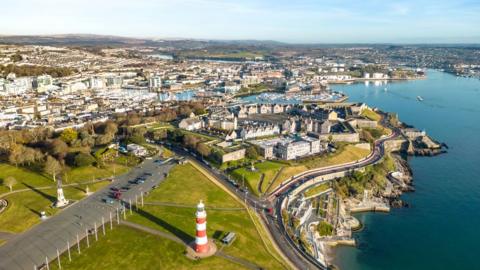 Aerial view of Plymouth