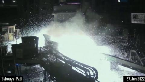 Fire in a steel plant