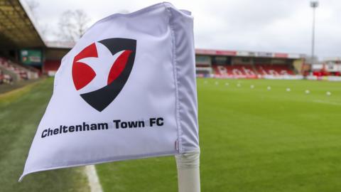 A corner flag inside Cheltenham's ground