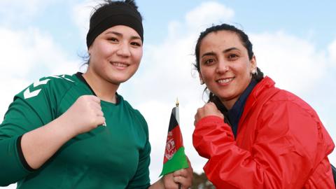 Fatima of the Melbourne Victory Afghan Women's Team and Khalida Popal, Afghan Women’s Team Director