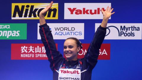 Katie Shortman on the podium at the 2023 World Championships