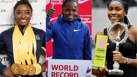 Simone Biles, Brigid Kosgei and Coco Gauff