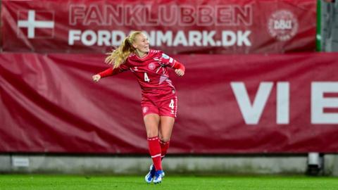 Sofie Bredgaard celebrates what ended up being the winner.