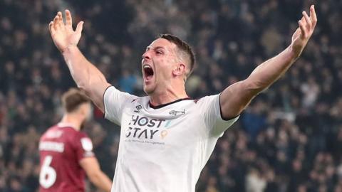 Conor Washington scores his second Derby goal in three games