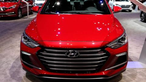 A red 2017 Hyundai Elantra that's part of a security patch to prevent TikTok theft