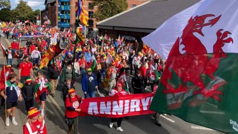 Welsh independence march in Bangor