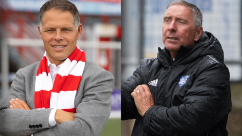 Hamilton Academical's John Rankin and Peterhead's Jim McInally