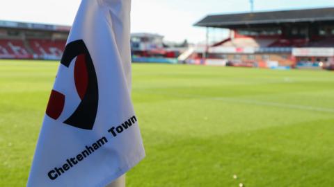 Cheltenham Town corner flag inside their stadium