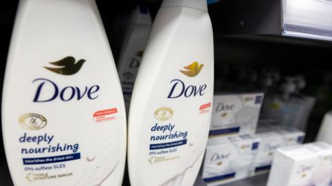 Dove soap on a shelf