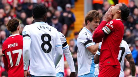 Liverpool defender Virgil van Dijk during Premier League game against Crystal Palace
