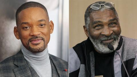 Left to right: Actor Will Smith and Richard Williams, tennis coach and the father of Venus and Serena Williams
