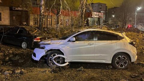 Damaged cars in Belgorod