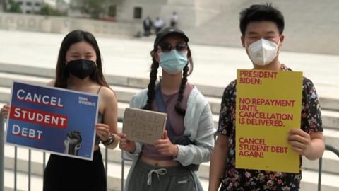 Student loan borrowers protested the Supreme Court's decision.