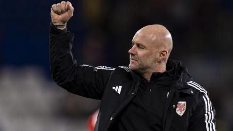 Wales manager Robert Page celebrates his side's win over Croatia