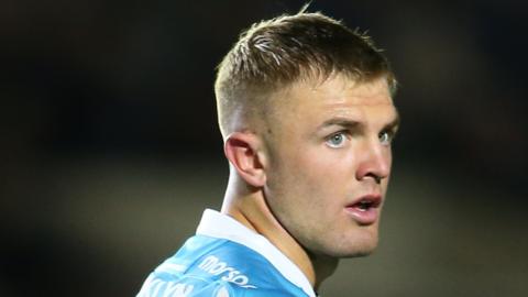 Sale Sharks' Tom Curtis during the Premiership Cup match between Newcastle Falcons and Sale Sharks at Kingston Park, Newcastle on Friday 22nd September 2023.