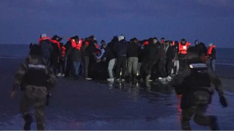Migrants on French beach